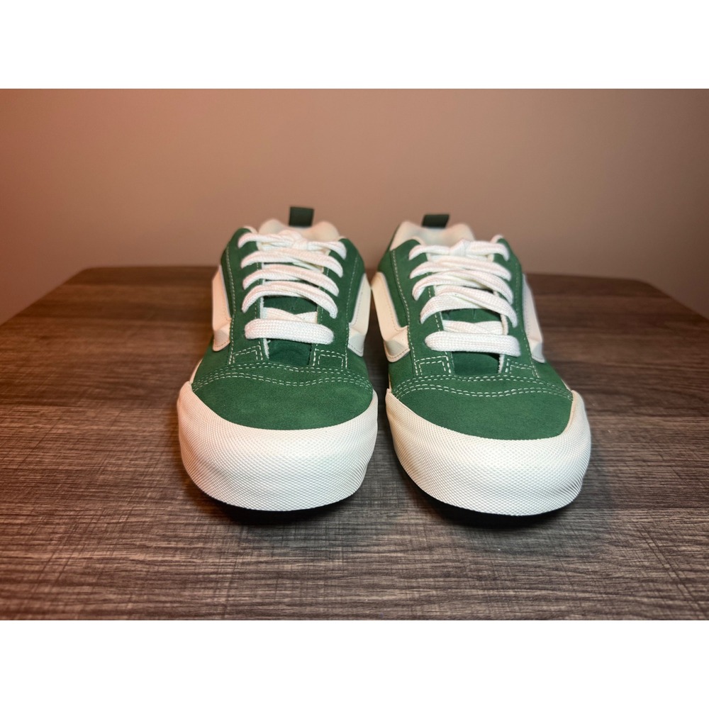 Vans Knu Skool Green White Suede Skate Shoes Kids Juniors 6.5 Low Top Sneakers